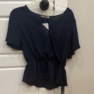 a new day Dark Blue Wrap Blouse